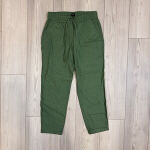 J Crew Factory Linen Blend NWT Pull-On Pants Green Size 6 Cuffed Ankle AW839